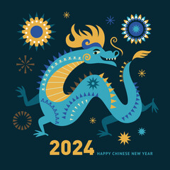 Chinese New Year 2024. Year of the Dragon according to the Eastern Chinese calendar.