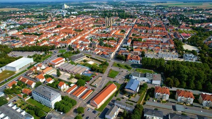 Aerial view of Vitry-le-François in France on a sunny noon in early summer.