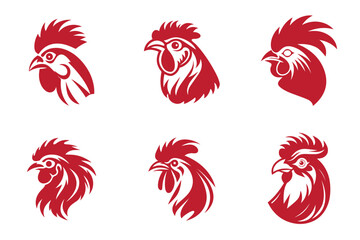 chicken rooster head mascot logo vector collection © dewaai