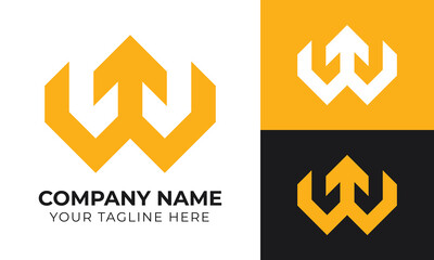 Creative modern minimal abstract monogram initial letter tw logo design template