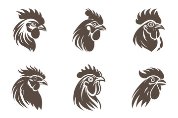 chicken rooster head mascot logo vector collection