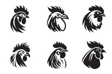 chicken rooster head mascot logo vector collection