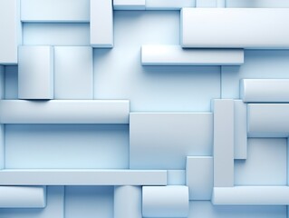 Beautiful textured 3D wall in light blue and white futuristic geometric background generative ai
