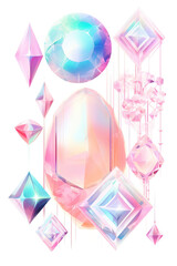 Naklejka premium Geometrical Crystal shapes. holographic color
