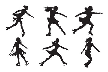 Vector riding ice skates silhouette isolated on white background © Amazinart