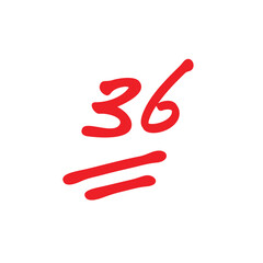 36 points test score, bad grade isolated on white background, school exam results vector illustration, thirty six points mark
