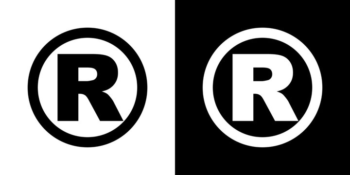 Registered different icon. Abstract "R" for web and app design. Business vector icon. 