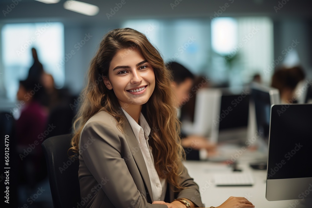 Canvas Prints A girl working in an office