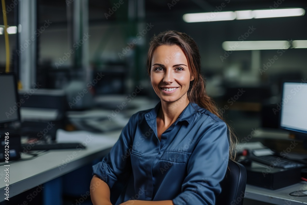 Poster a project engineer talks to a female operator