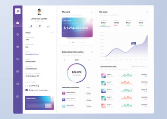 Infographic dashboard. UI design with graphs, charts and diagrams. Web interface template for business presentation.
