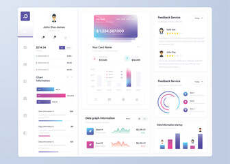 Infographic dashboard. UI design with graphs, charts and diagrams. Web interface template for business presentation.
