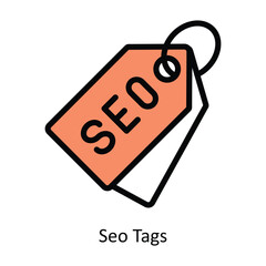 Seo Tags vector Fill outline icon illustration. EPS 10 File.