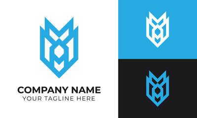 Creative modern minimal monogram business logo design template for your company