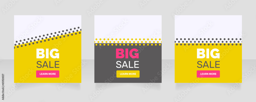 Sticker big sale square web banner design template. vector flyer with text space. advertising placard with c