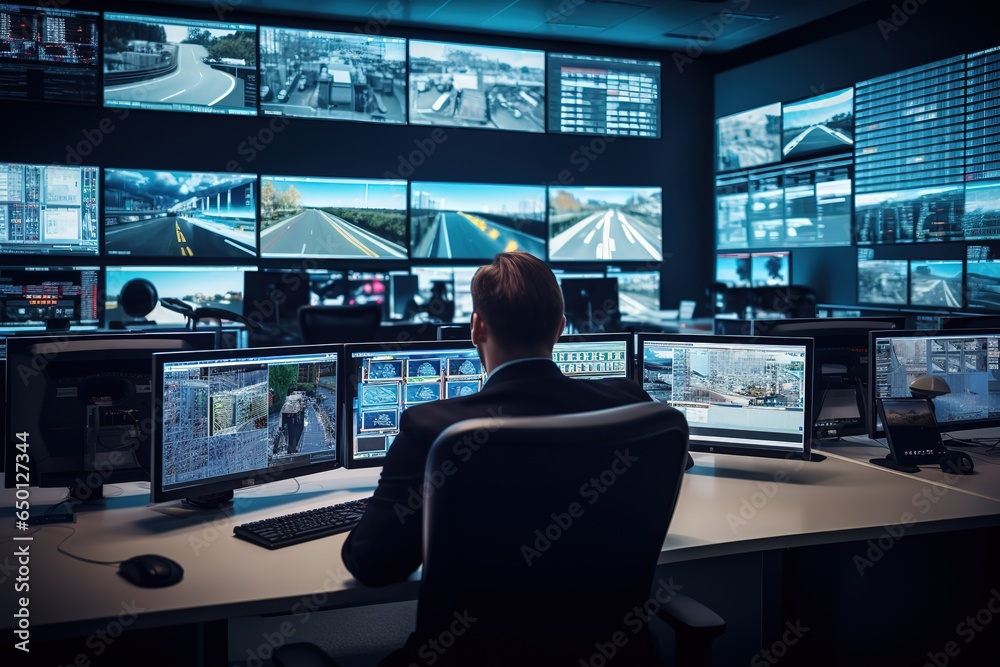 Poster The security service operator monitors through monitors
