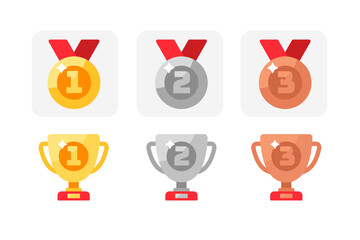 Set of Ranking Medal and Trophy icons