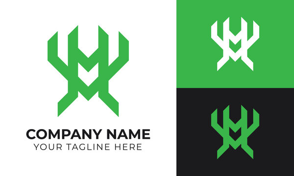 Creative modern minimal abstract monogram initial letter vhm logo design template