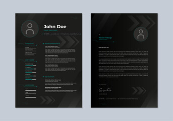 Cv templates. Professional resume, cover letter business layout job applications. Vector modern minimalist presentation set.