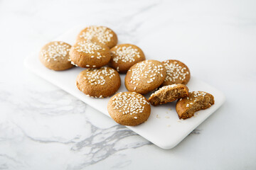 Healthy rye cookies with sesame seeds