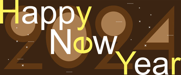 "Happy New 2024 Year" inscription using different font sizes and colors