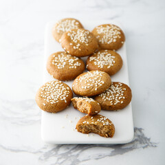 Healthy rye cookies with sesame seeds