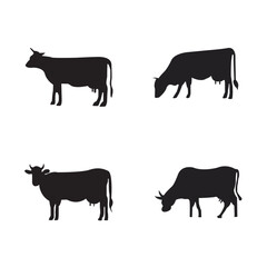 silhouettes of cows, group of cows silhouettes 