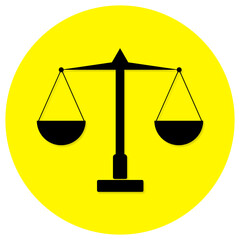 yellow scales of justice and law circle icon