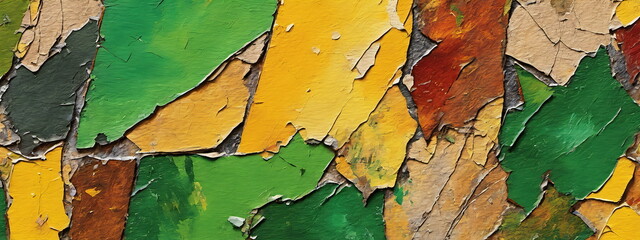 Banner. Vintage Nahaufnahme abstrakte raue bunte mehrfarbige grün gelbe Kunstmalerei Textur, mit Öl-Acryl-Pinselstrich.