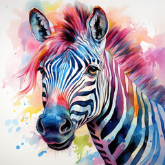 Fototapeta na wymiar watercolor zebra clipart, Generative Ai
