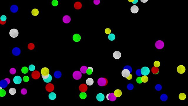 Falling colorful golf balls motion graphics with plain black background