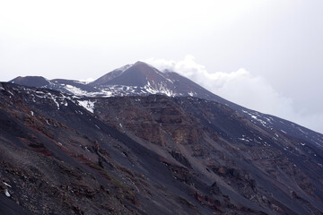 Sommet de l'Etna recouvert de neige