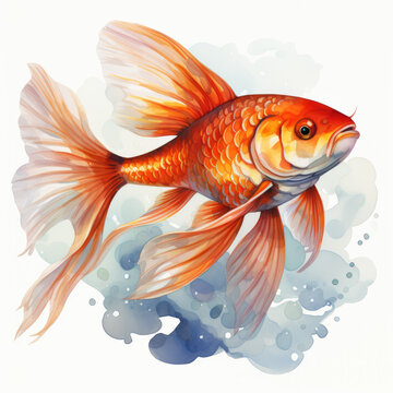 recommend clip art: watercolor Goldfish clipart, Generative Ai