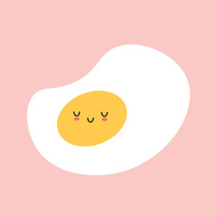 Scrambled egg with kawaii face isolated background. Cute fried eggs character.Vector illustration