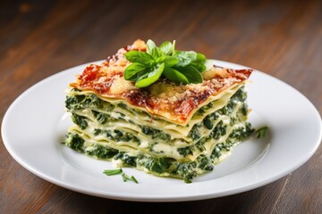 Spinach lasagna and sheep's cheese - obrazy, fototapety, plakaty
