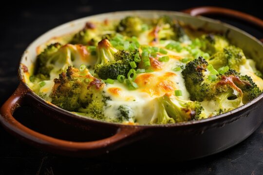 Baked broccoli with cheese and eggs