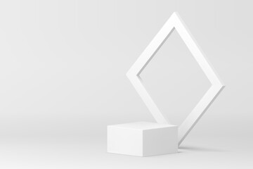 Fototapeta premium White 3d podium geometric pedestal mock up for cosmetic product show presentation vector