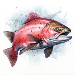 watercolor Salmon clipart, Generative Ai