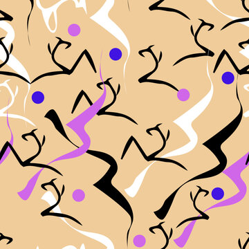 seamless pattern - saigas running through the desert.