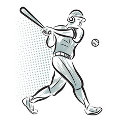 A baseball player swinging the bat. Vector illustration.
