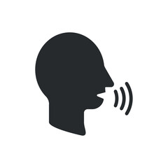 Speaking icons. Talk or talking person sign, man with open mouth.