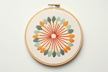 Simple Floral Symbol Embroidery on White Background, Generative