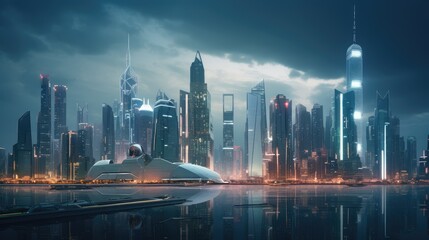 Fototapeta na wymiar City of the future, AI generated Image