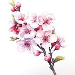 Fototapeta na wymiar watercolor cherry blossom illustration on a white background.