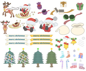 クリスマスのかわいいセット素材