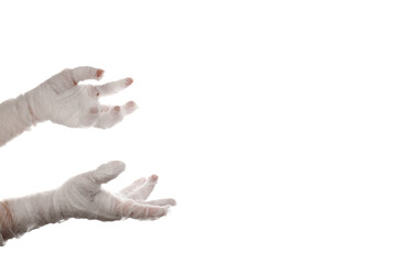 PNG, Hands in white bandage, isolated on white background
