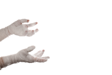 PNG, Hands in white bandage, isolated on white background