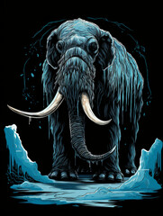 Giant mammoth on ice print design