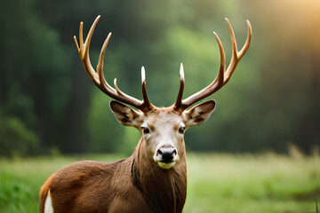 big deer with pointed antlers
