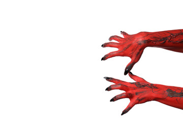 PNG, Red female hands with black nails, isolated on white background