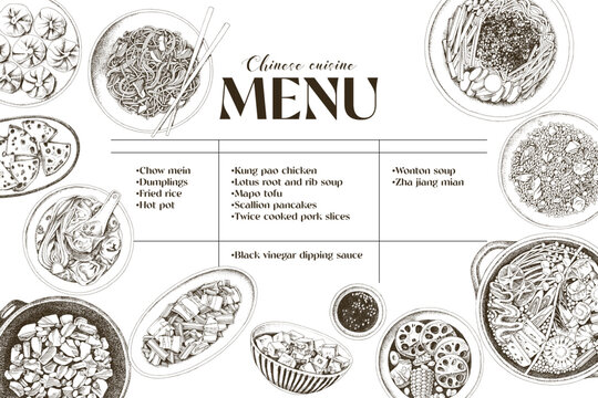 Chinese Menu Template With Traditional Dishes